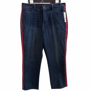 TALBOTS JEANS, Size 16P, High Waist Modern Ankle Jeans w/ Red Stripe Accent, NEW